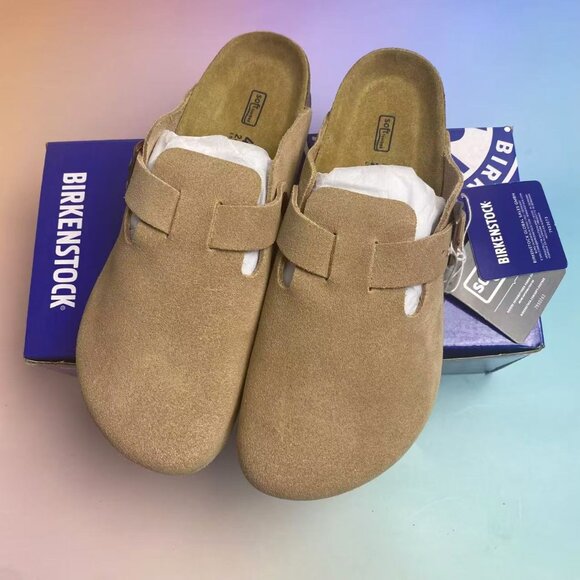 Birkenstock Boston Soft Footbed Sandals: Adjustable Suede Comfort (Narrow Fit) - Picture 1 of 5